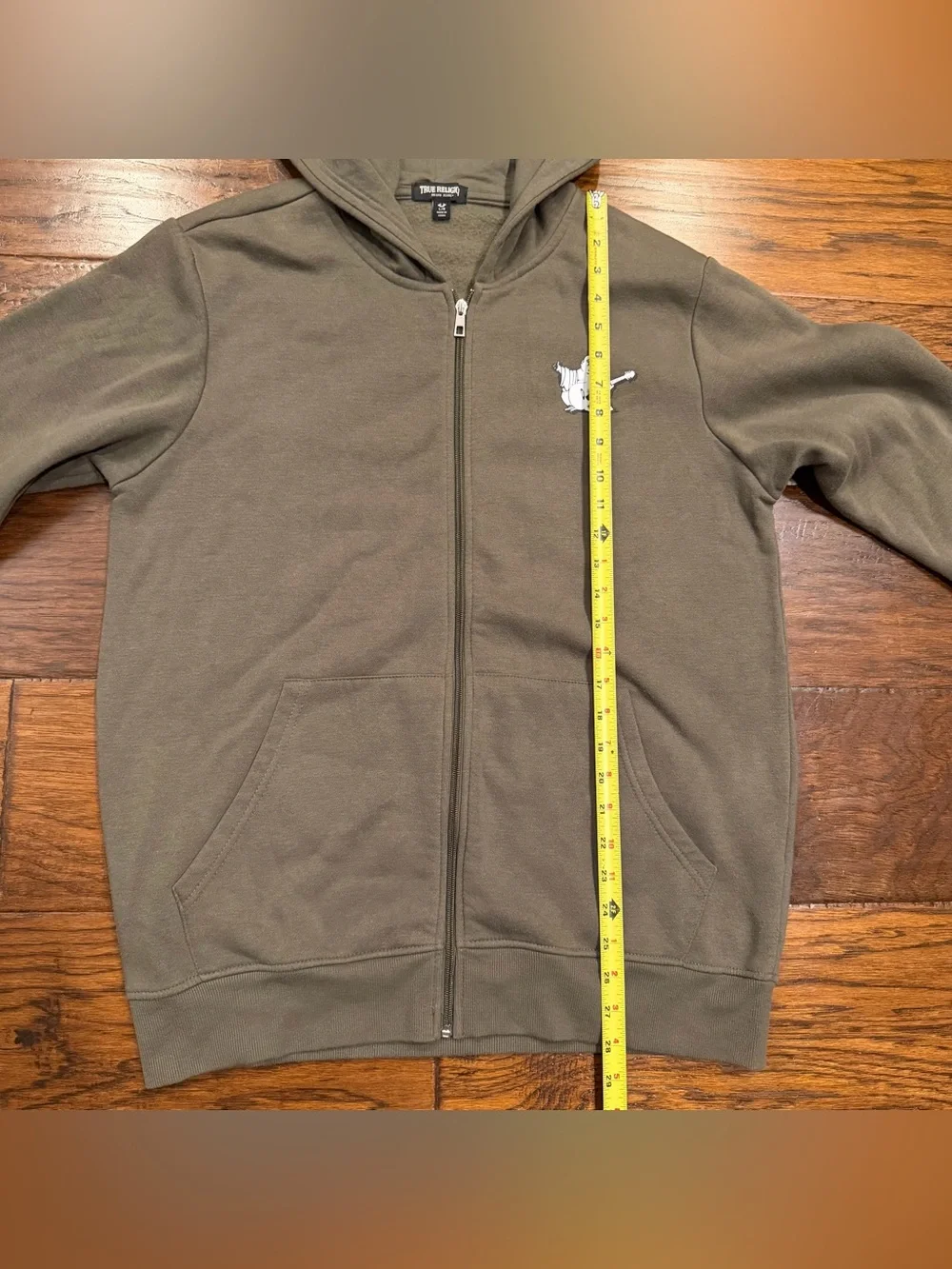 True Religion Hoodie Mens Large Brown Full Zip Fleece Buddha Brand Jeans Graphic